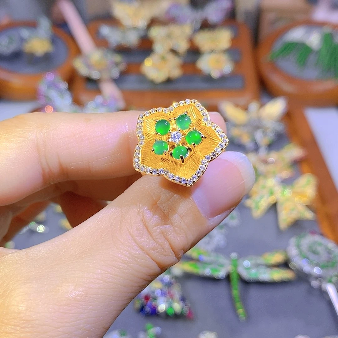 颈饰银S925镶嵌翡翠