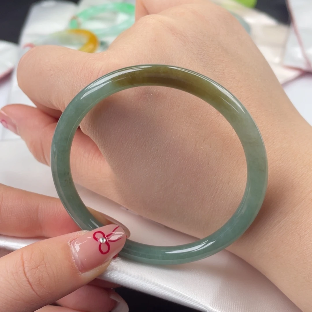 翡翠手镯未镶嵌57圆条12