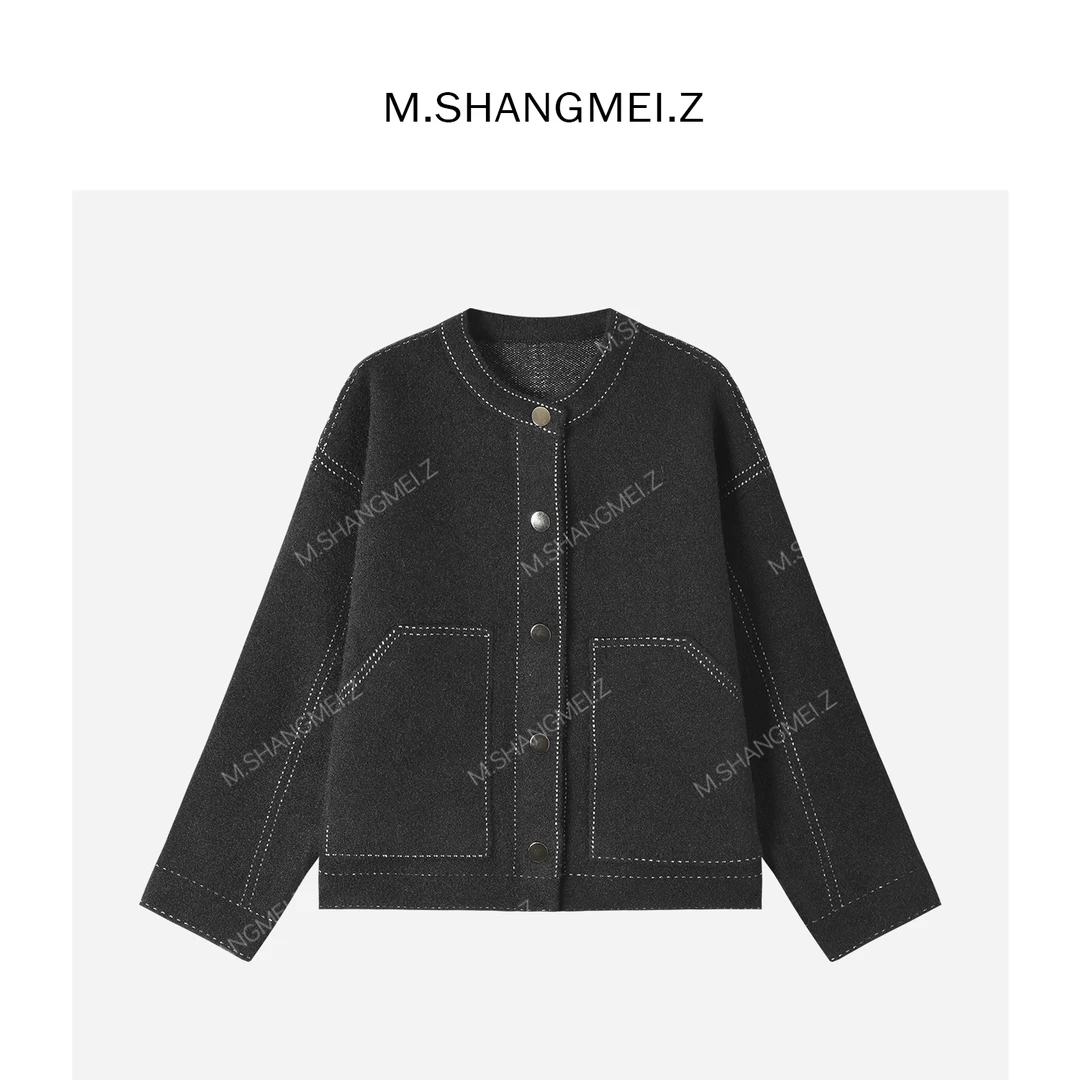 M.SHANGMEI.Z/沐熙【玄月】美大哥复古简约宽松撞色外套X10M2192
