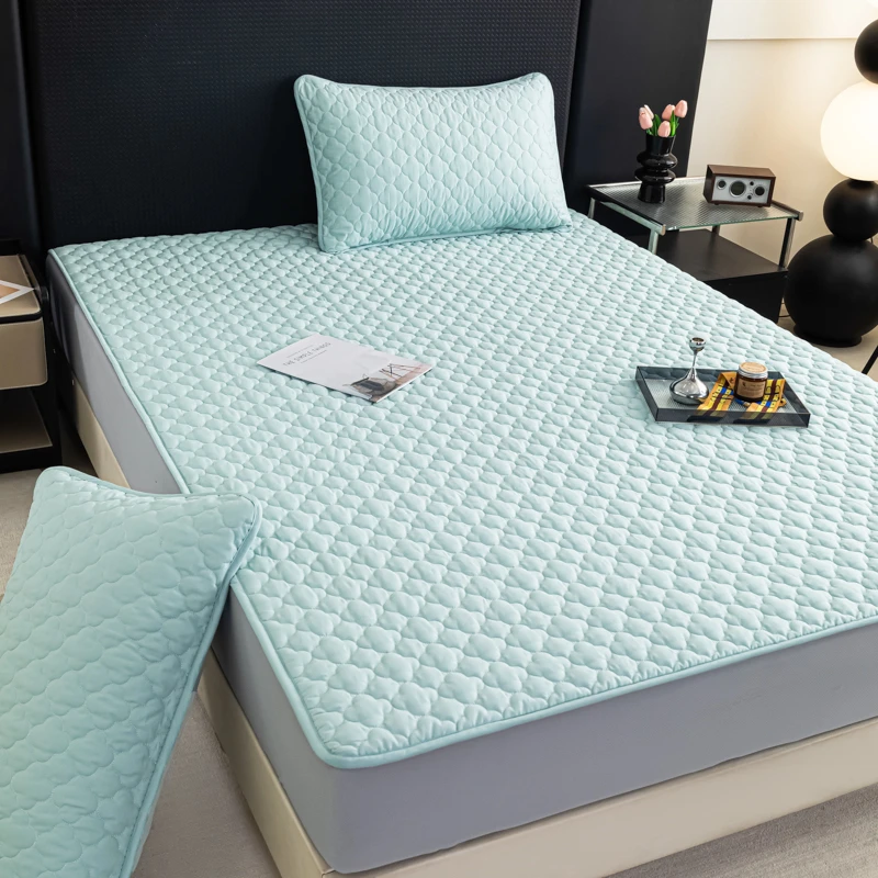 全棉夹棉防滑床笠席梦思保护套床罩纯棉床垫保护罩防尘简约轻奢风