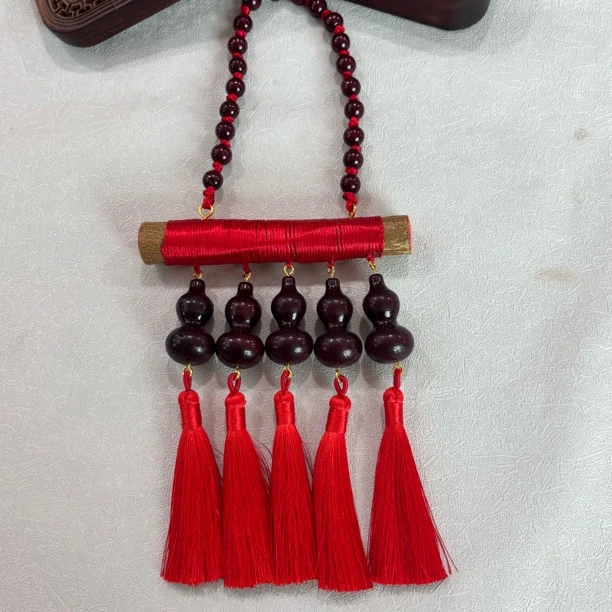 桃木五福临门葫芦车挂经典大气时尚装饰摆件创意手工艺品挂件