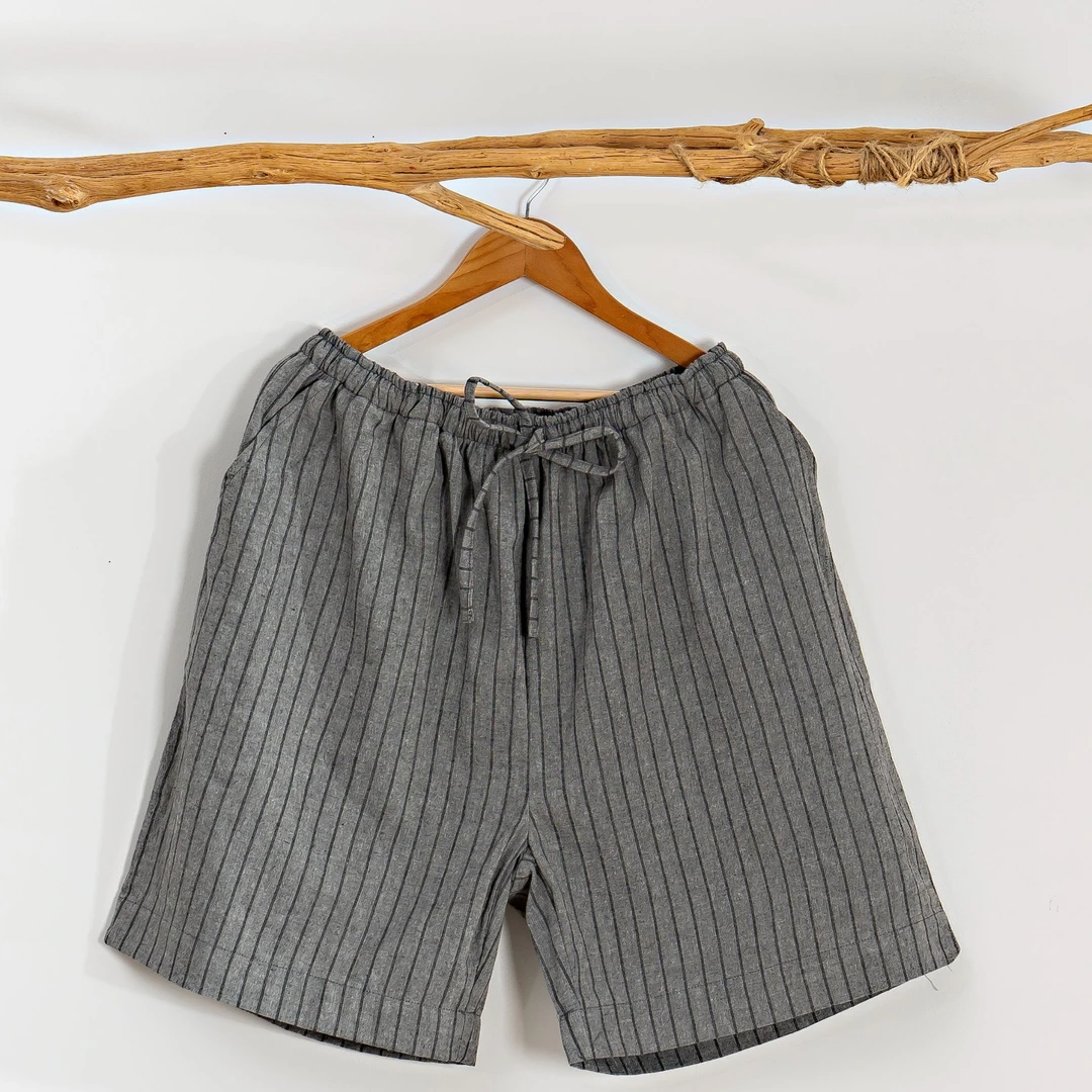 【条纹短裤】家居服棉麻居家家居服短裤棉柔软麻的休闲夏季大码薄款