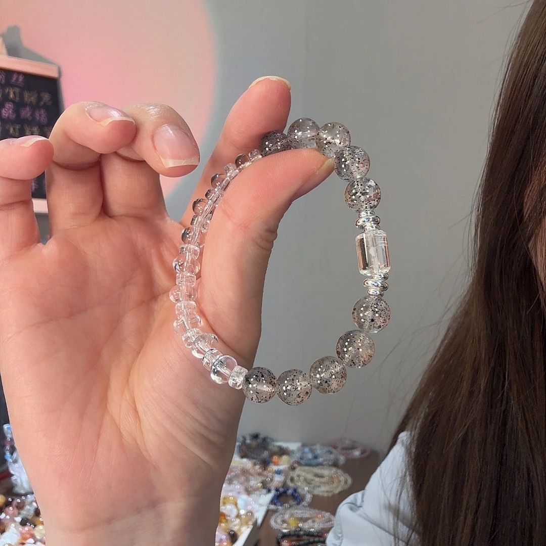 银S925镶嵌烟晶手链