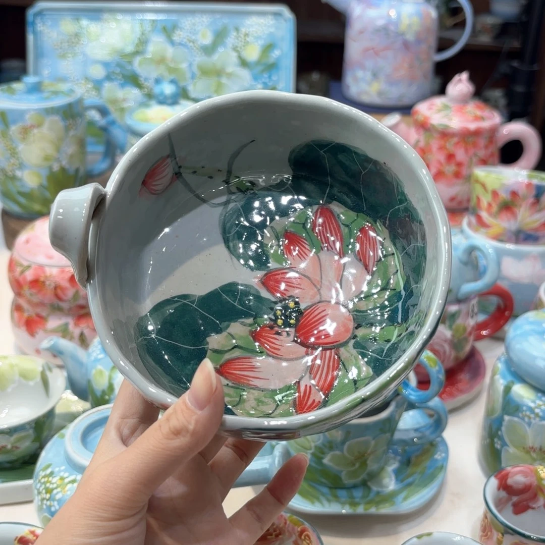 景德镇手绘高温釉下彩陶瓷茶具