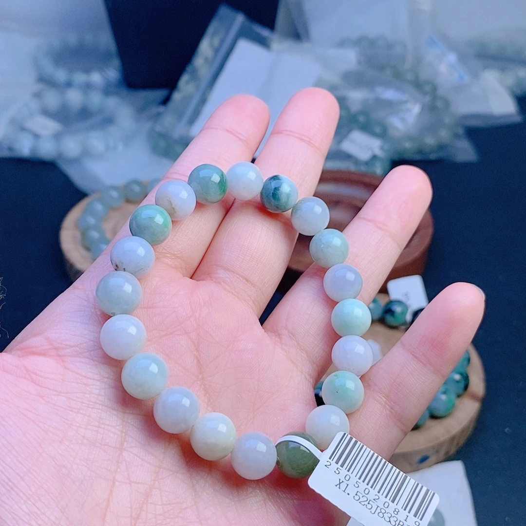 翡翠未镶嵌手链38珠串9+