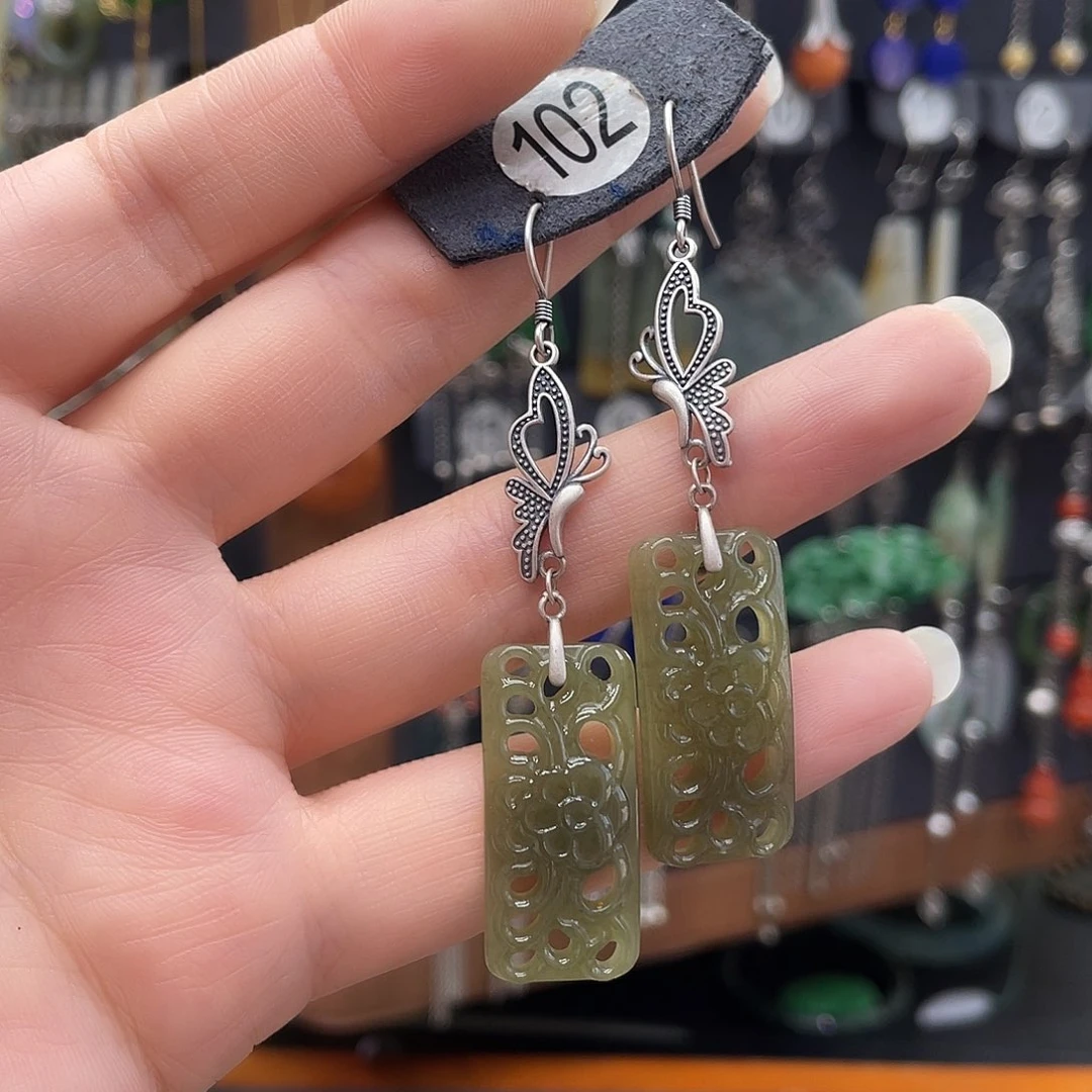 和田玉耳饰银S925镶嵌用****4084yhjhhhh