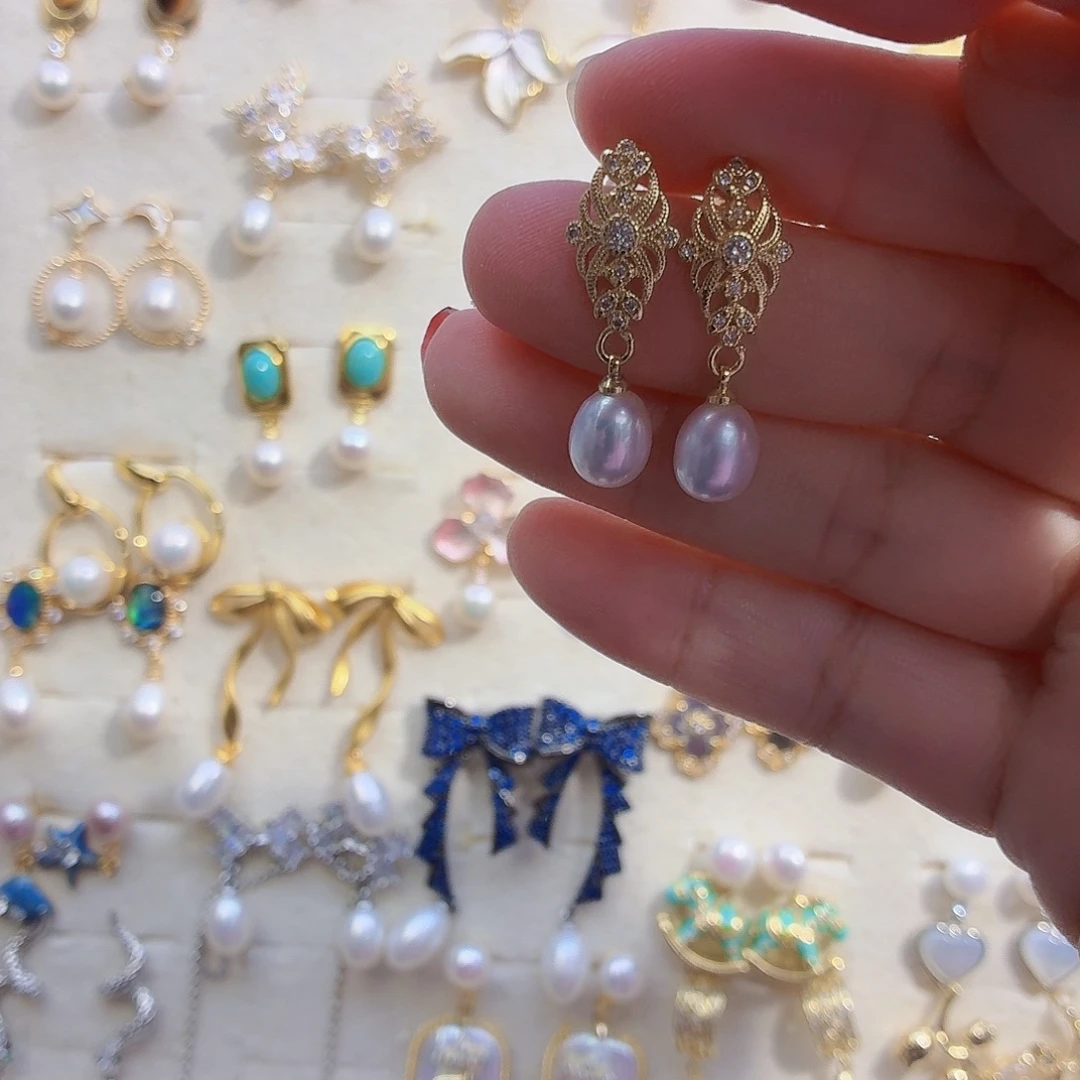 晚****耳饰淡水珍珠合金