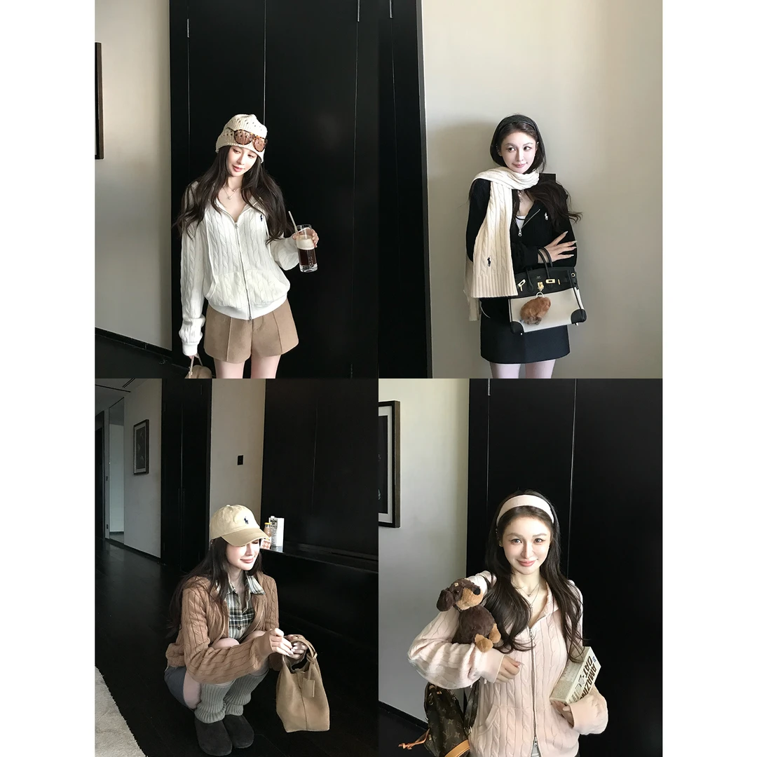 SKK"淡颜挚爱"拉夫老钱松弛感焊在身上！100精梳棉连帽毛衣开衫