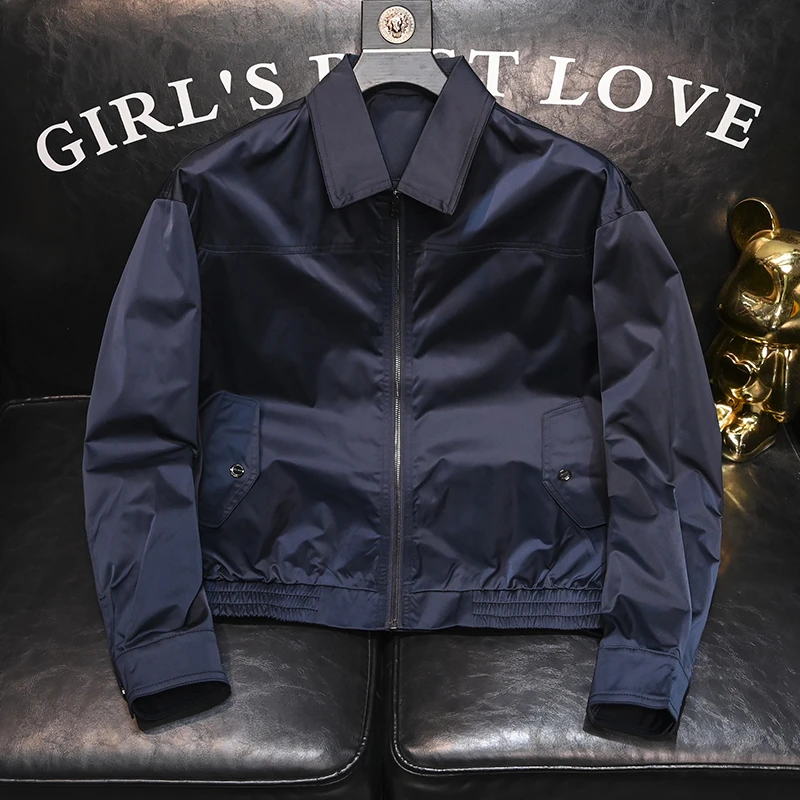 Tispair高级感亮面翻领短款外套男士休闲春秋季新款潮流行政夹克