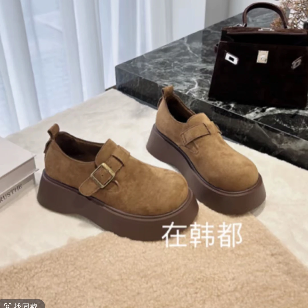厚底透气冬季胶粘百搭乐福鞋常规款春季秋冬复古系带