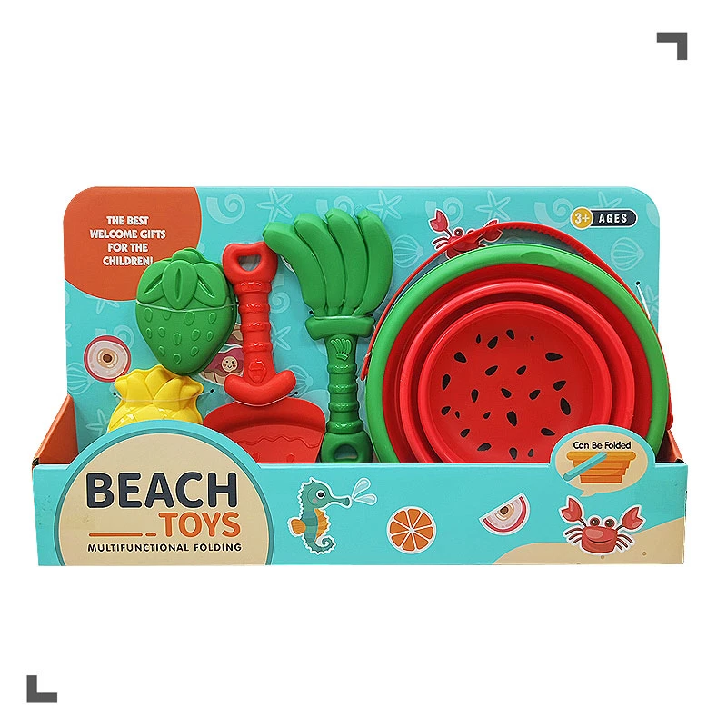 （五件套）西瓜折叠桶五件套戏水玩沙玩具 科学实验 LS