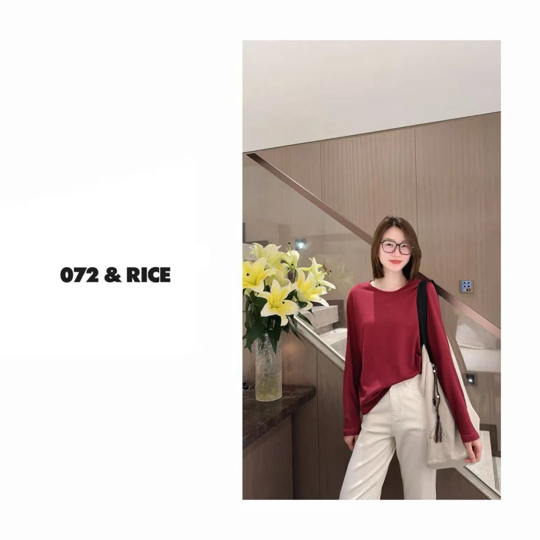 072 & RICE【蜜雪TEE】汉麻+棉 秋季休闲圆领净版长袖T恤 24NB196Z*
