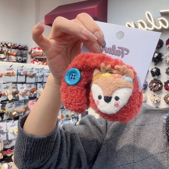 非金属布艺小鹿枣红色抓夹