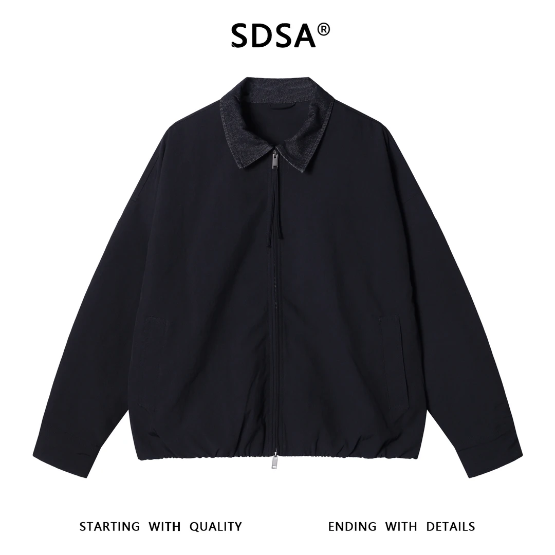 SDSA男士秋冬新款痞帅男装潮牌撞色拼接拉链翻领夹克休闲百搭外套