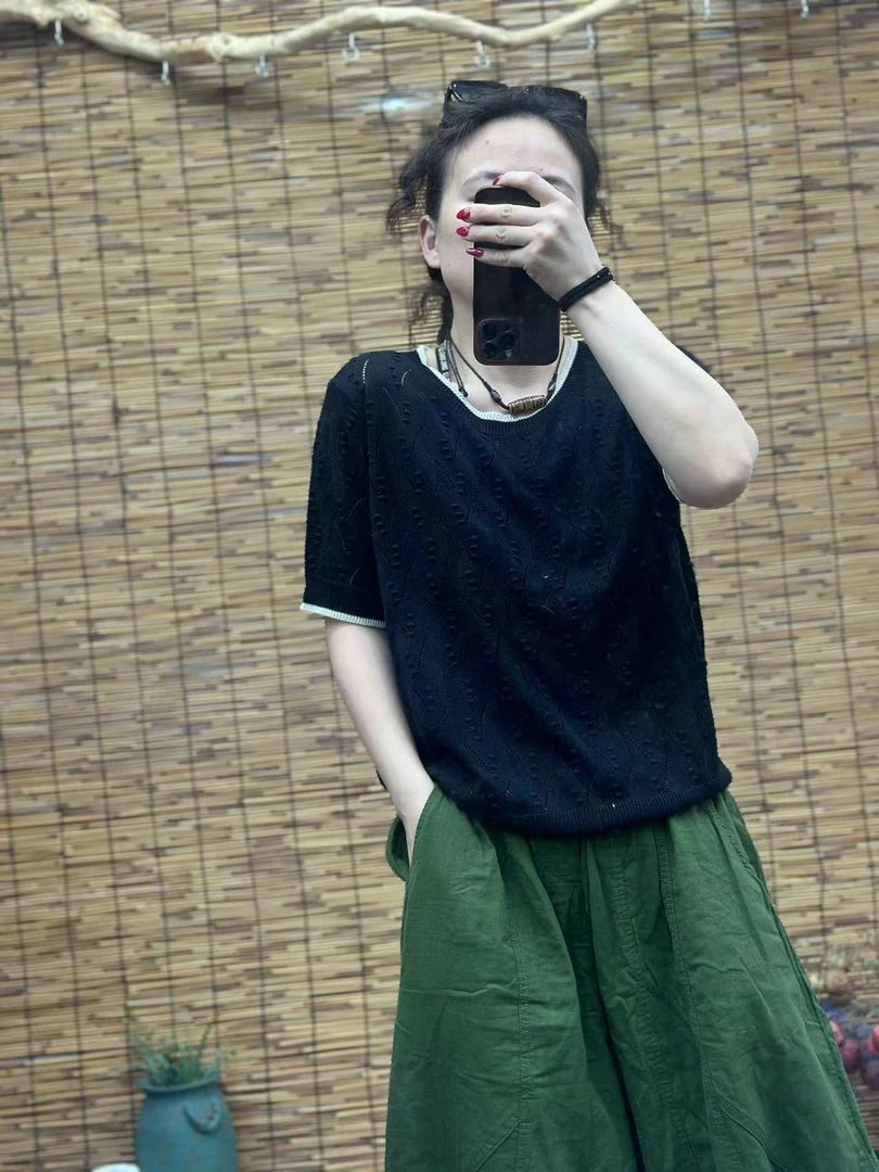 HY 领子袖口撞色针织T恤