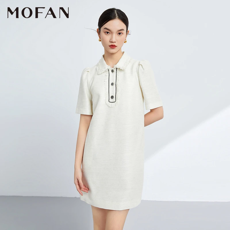 【小云总专属】MOFAN摩凡春新款月光白连衣裙MDL361815