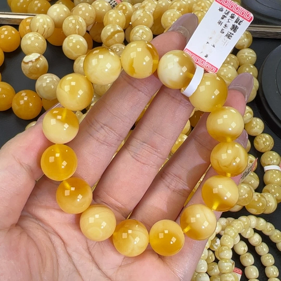 琥珀未镶嵌手链22金白