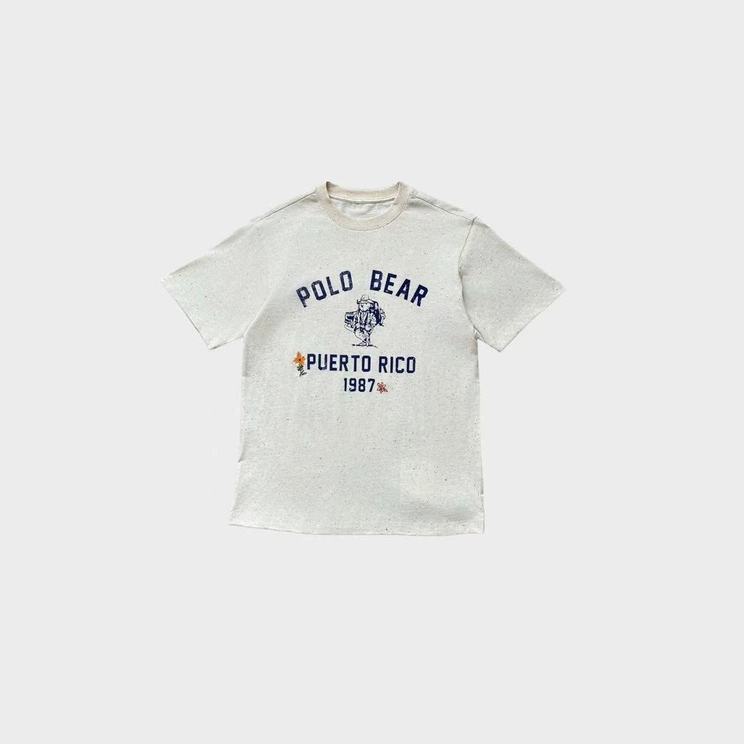 潇潇studio-夏款假日小熊韩系休闲字母短袖t