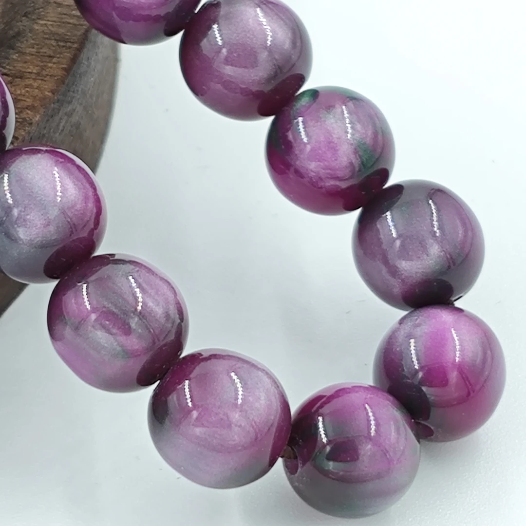 G088潮流时尚轻奢紫黑68颗树脂长链项链妈妈链