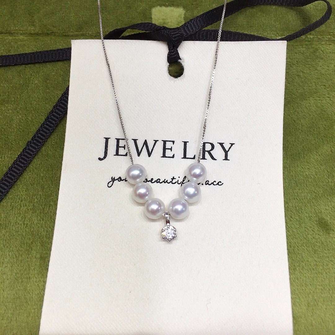 天然淡水珍珠项链极光微笑链S925银链条精美气质百搭珍珠项链