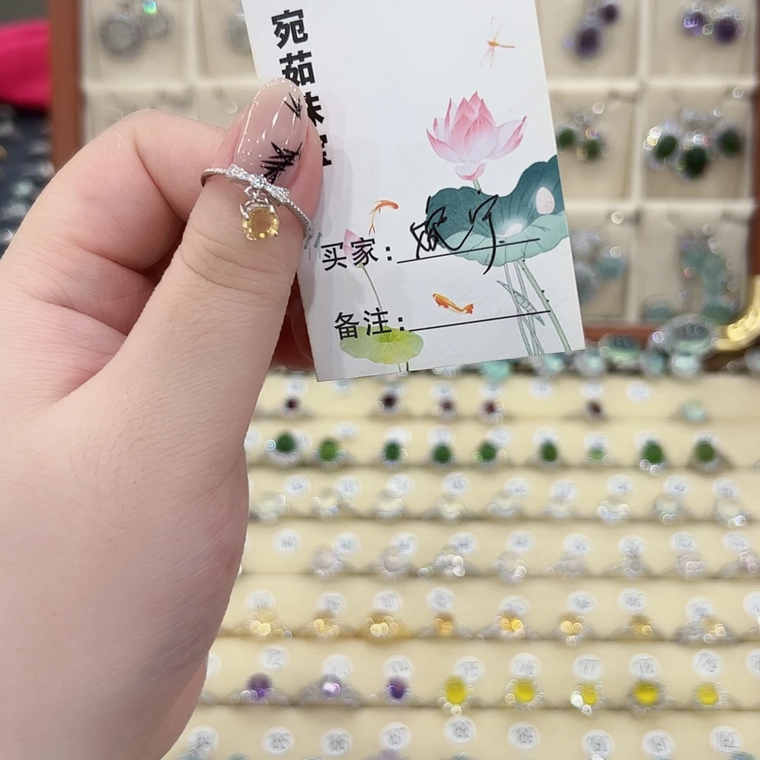 婉***宁蛇纹石玉银S925镶嵌戒指