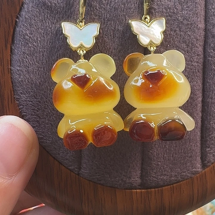 琥珀未镶嵌手链琥珀耳饰