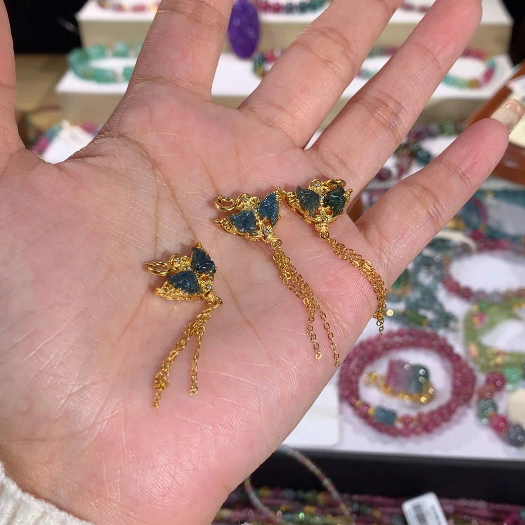 银S925镶嵌配件饰品碧玺多样性发其一