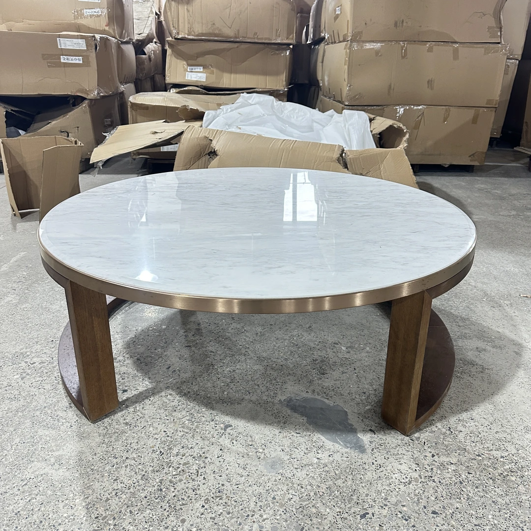 北欧圆形大理石茶几圆几不锈钢客厅简约现代TY