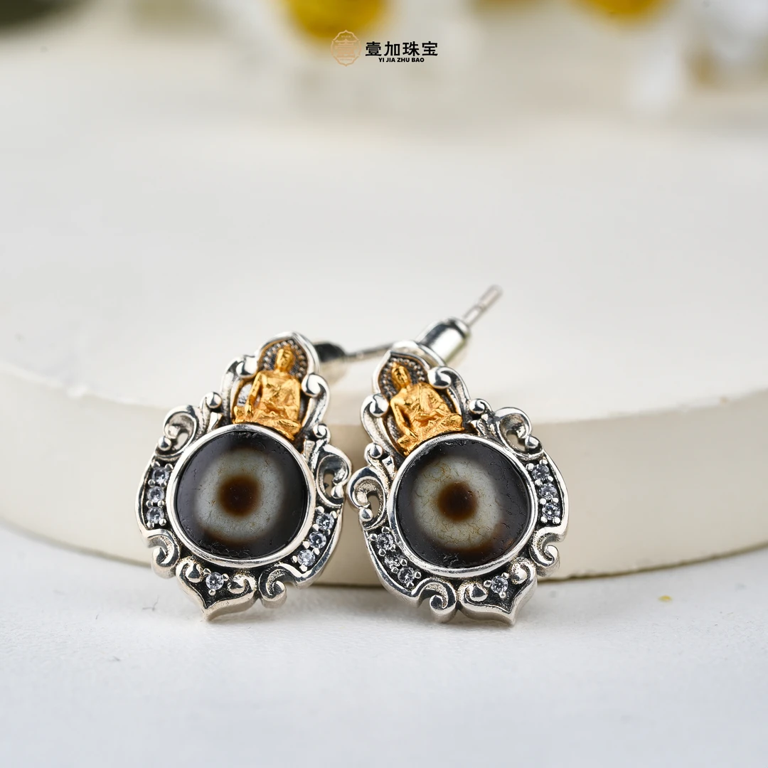 壹加小青|银镶一眼药师耳钉多样性发其一1955GC