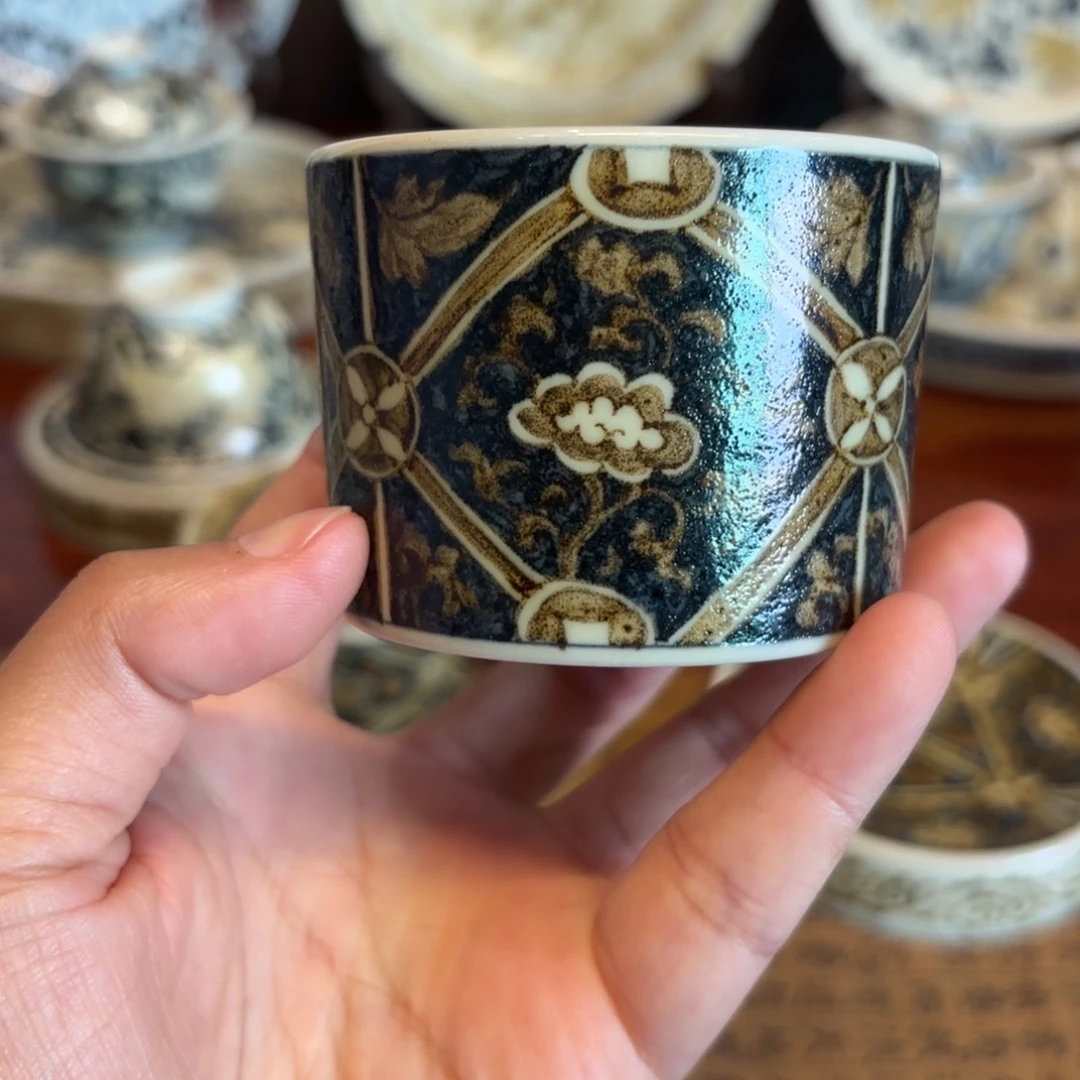 瓷片二号釉里金扳指杯