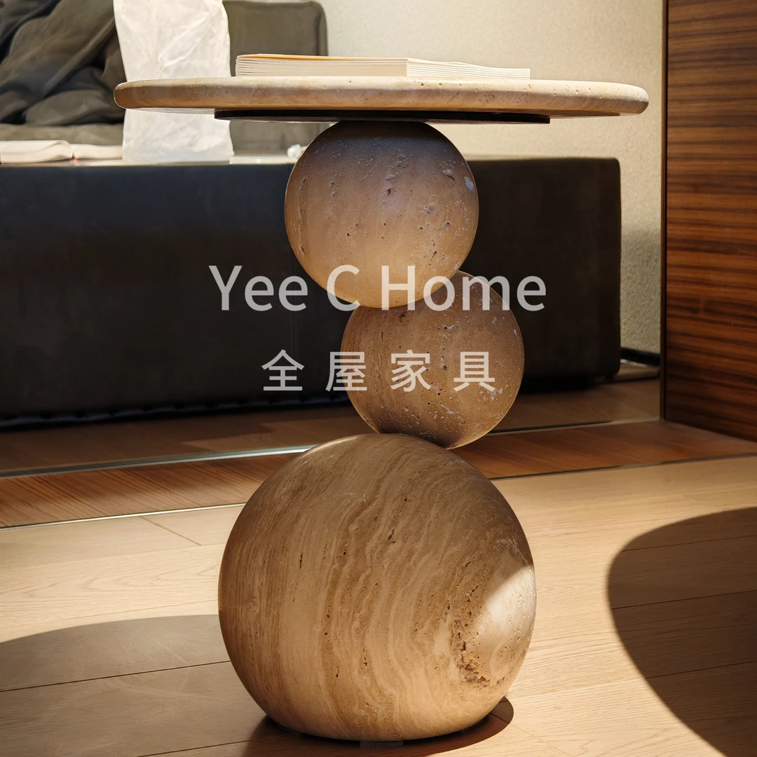 【悟空圆茶几400*400*480】Yoyo家设计师款意式极简风大理石圆茶几
