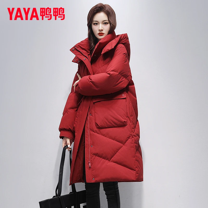 2024年连帽长款羽绒服时尚加厚保暖外套女休闲长款运动秋冬户外