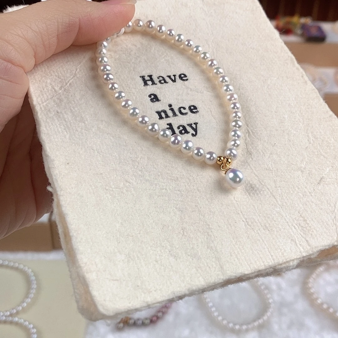 手绳银S925镶嵌淡水珍珠