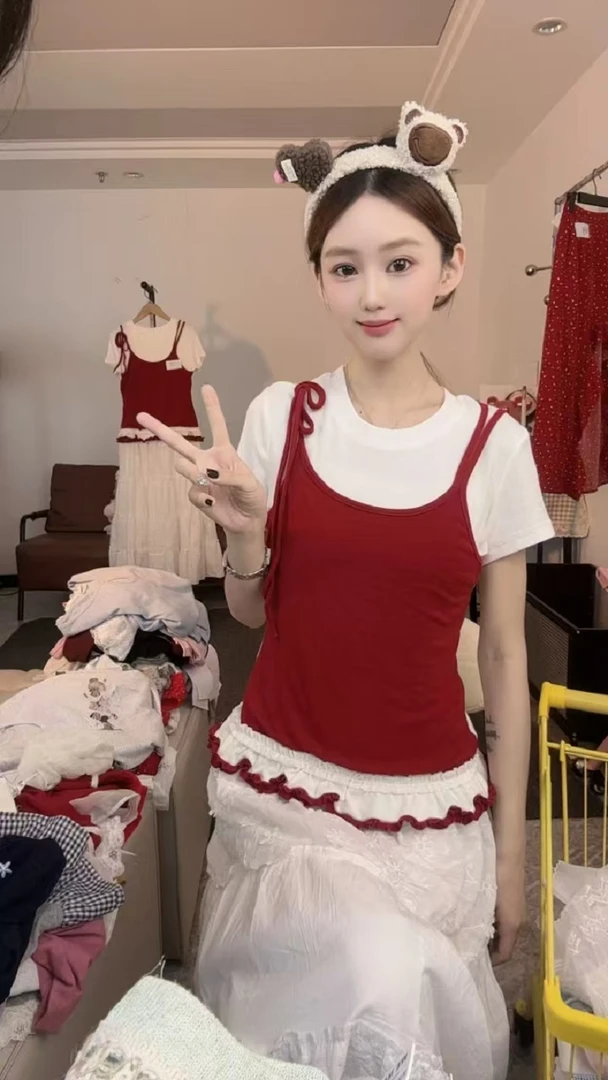 【Mihan】2025年夏季新款短袖T恤女收腰短款百搭设计感上衣小衫合