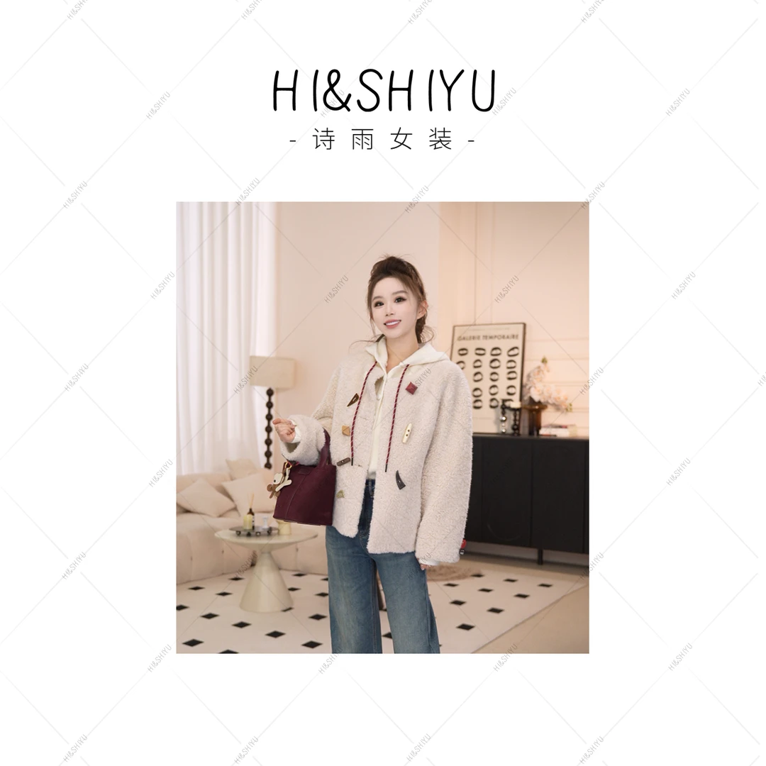 HISHIYU【奶贝】彩色扣保暖显瘦毛毛外套
