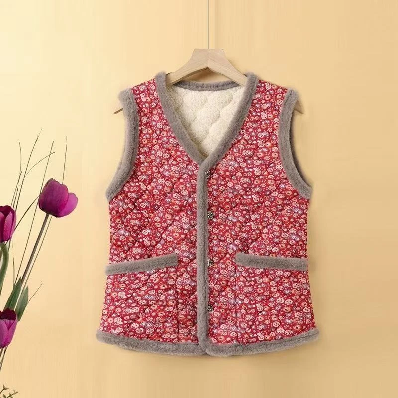 【品质好物】国风马甲贴身棉马甲仿兔毛咖边短款外穿保暖女士