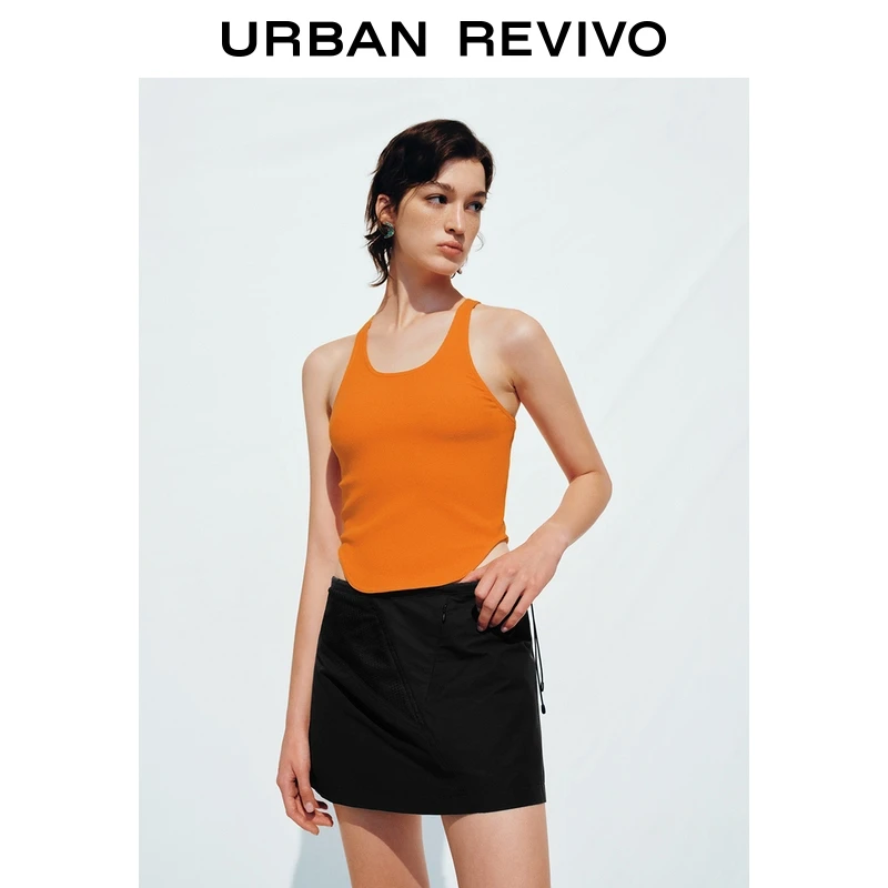 UR2025春季新款女装休闲简约U领无袖短款运动系列背心UWS450001