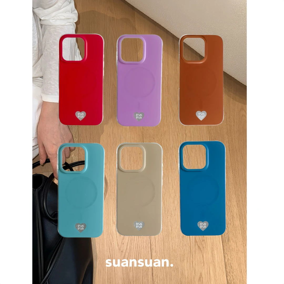 suansuan秋冬高级时髦低饱和度彩色磁吸全包手机壳适用苹果17pro