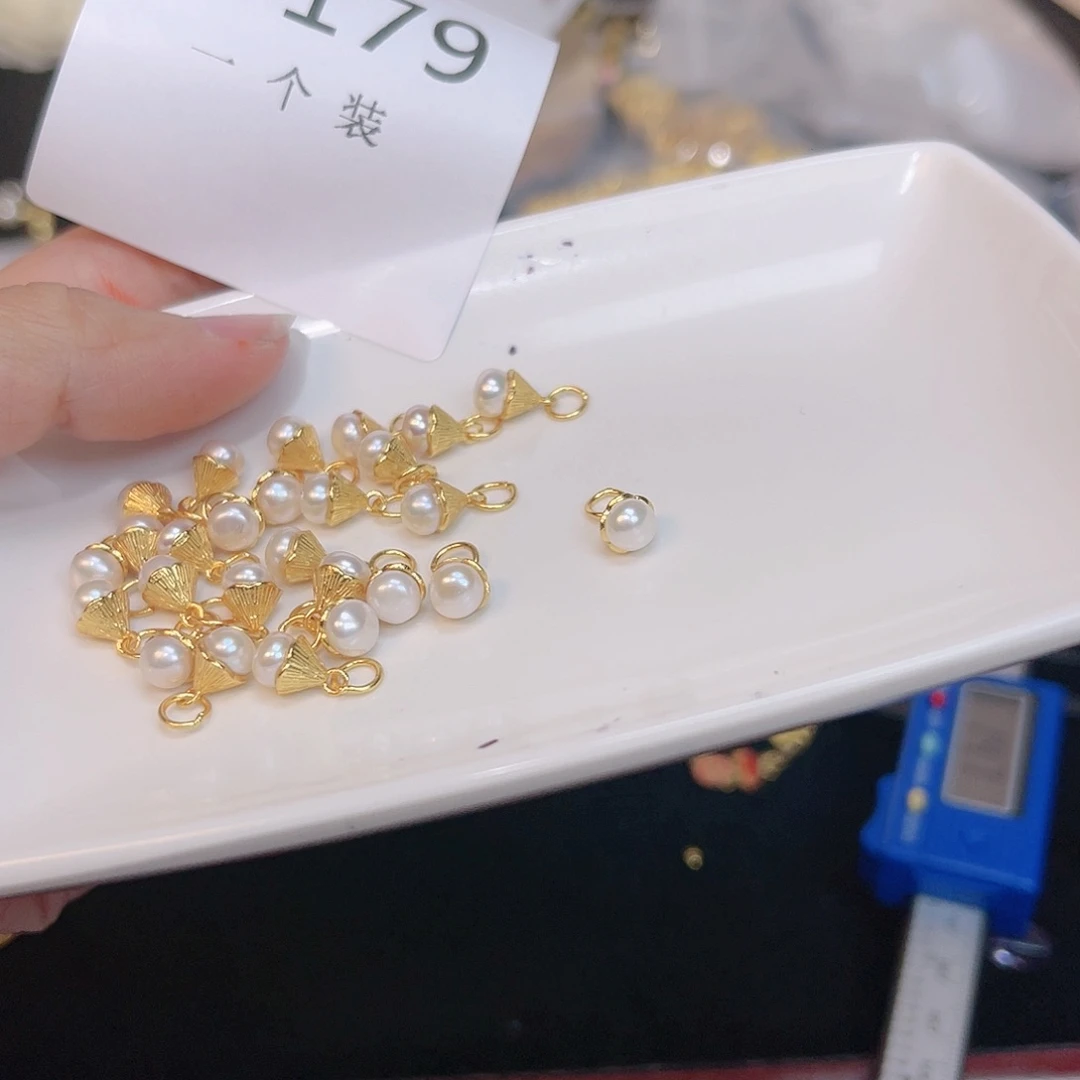 淡水珍珠珠宝奇石银S925镀金镶嵌179