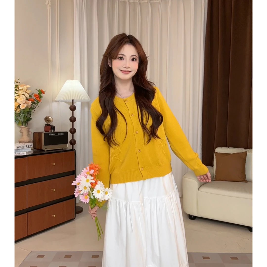 547#多巴胺穿搭气质甜美针织衫女小个子春季新款修身显瘦百搭上衣