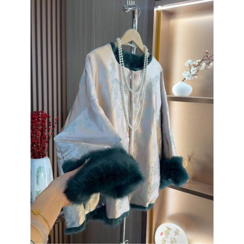 璇子-【翠裘】新中式国风重工刺绣两面穿外套上衣2024D1837