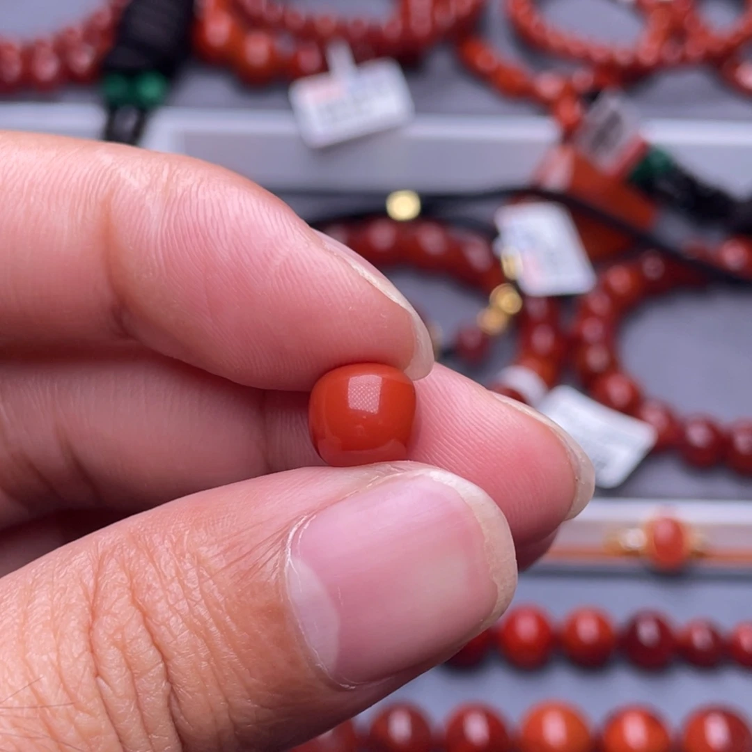k***h南红玛瑙未镶嵌配饰9.3mm瓦西柿子锦老型单珠