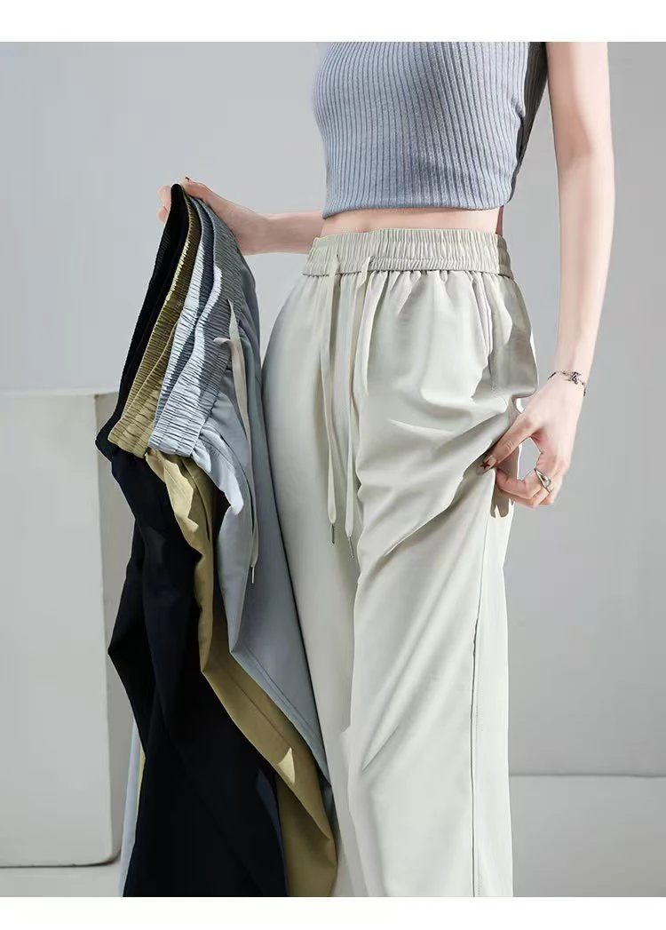 百搭外穿高腰休闲裤夏季女裤 杭派女装时尚休闲九分裤阔腿裤