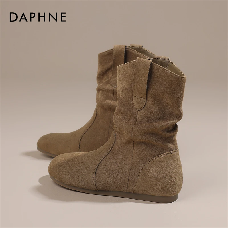 达芙妮高智淡人25秋冬上新软底短靴美拉德堆堆靴慵懒风女靴【正品】