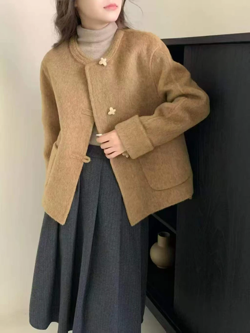 【浪漫洱海】春季新品小花朵圆领时髦双面呢短外套