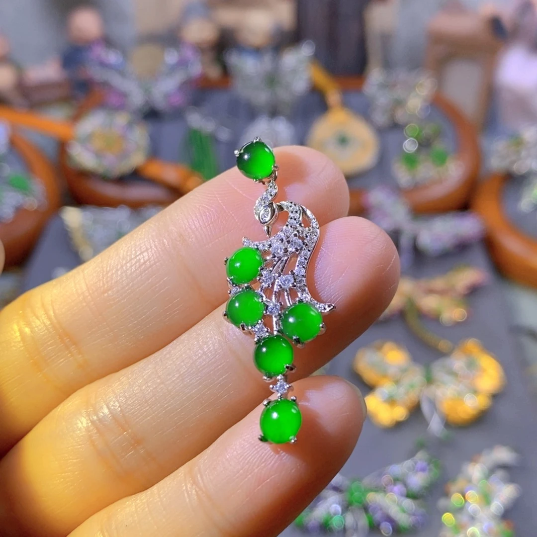 颈饰银S925镶嵌翡翠