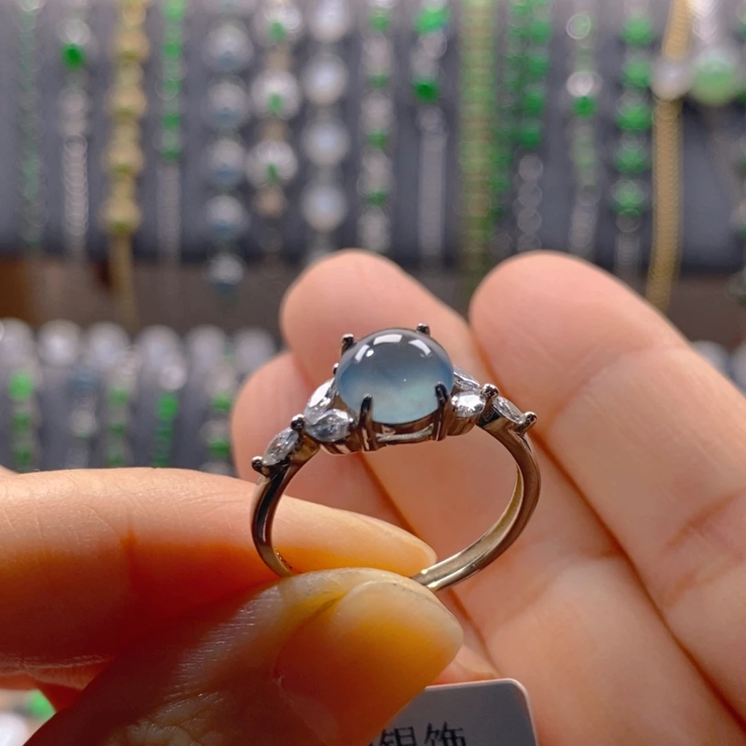 颈饰银S925镶嵌翡翠翡翠戒指