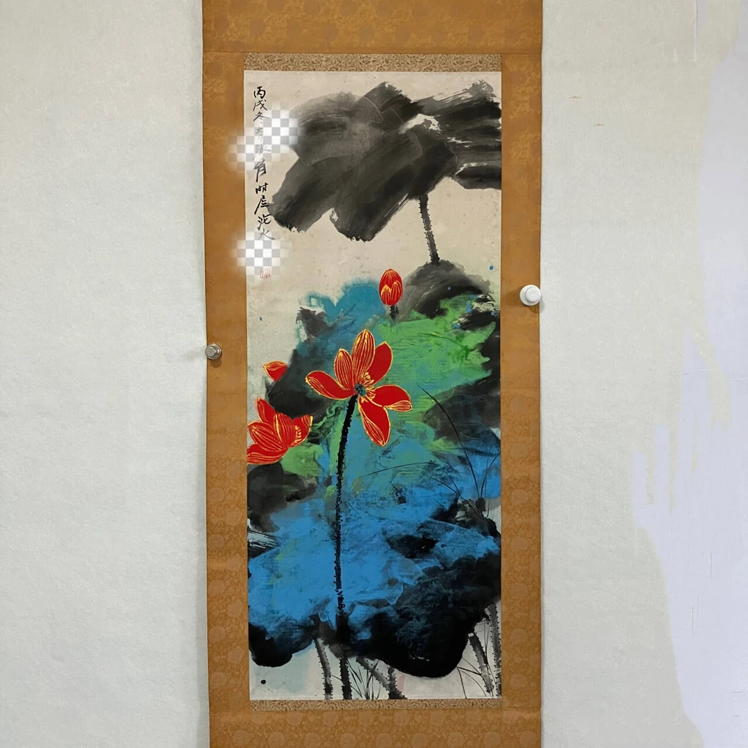 550荷花纸本设色立轴98×39cm