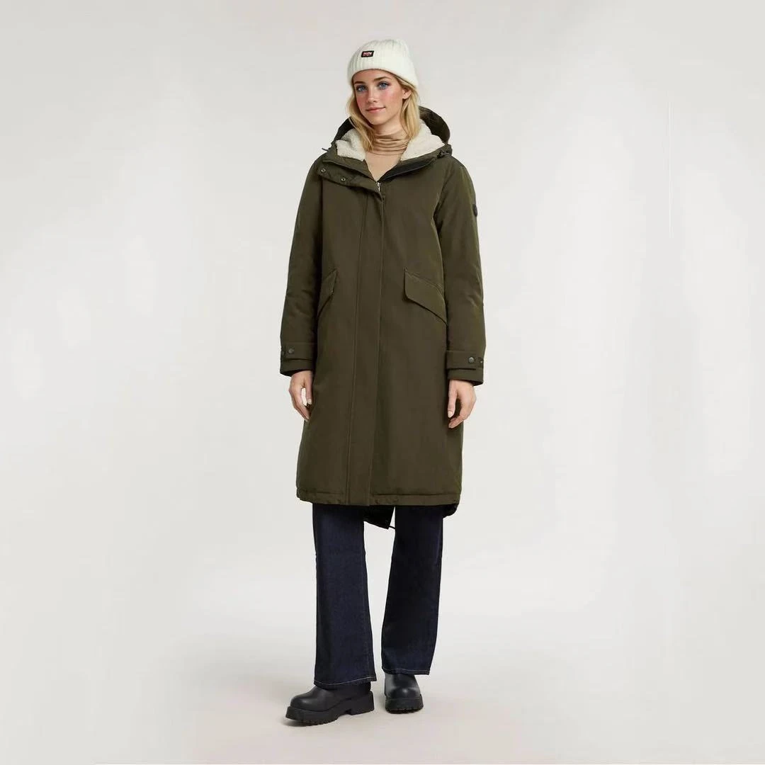 【北欧简约】户外女士休闲时尚百搭中长款连帽派克棉服342-06-700