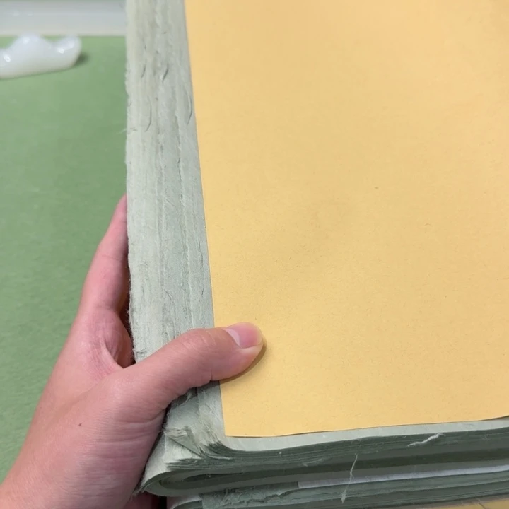 四尺对开纯桑皮青竹色